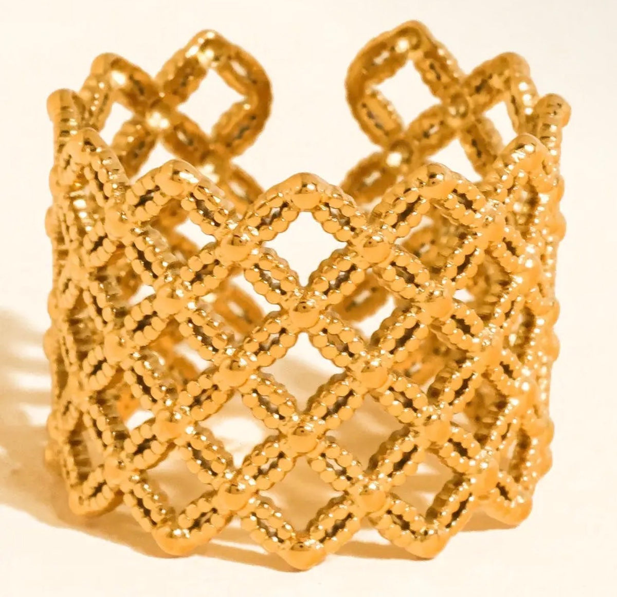 The Ridley 18K Gold Non Tarnish Lattice Ring