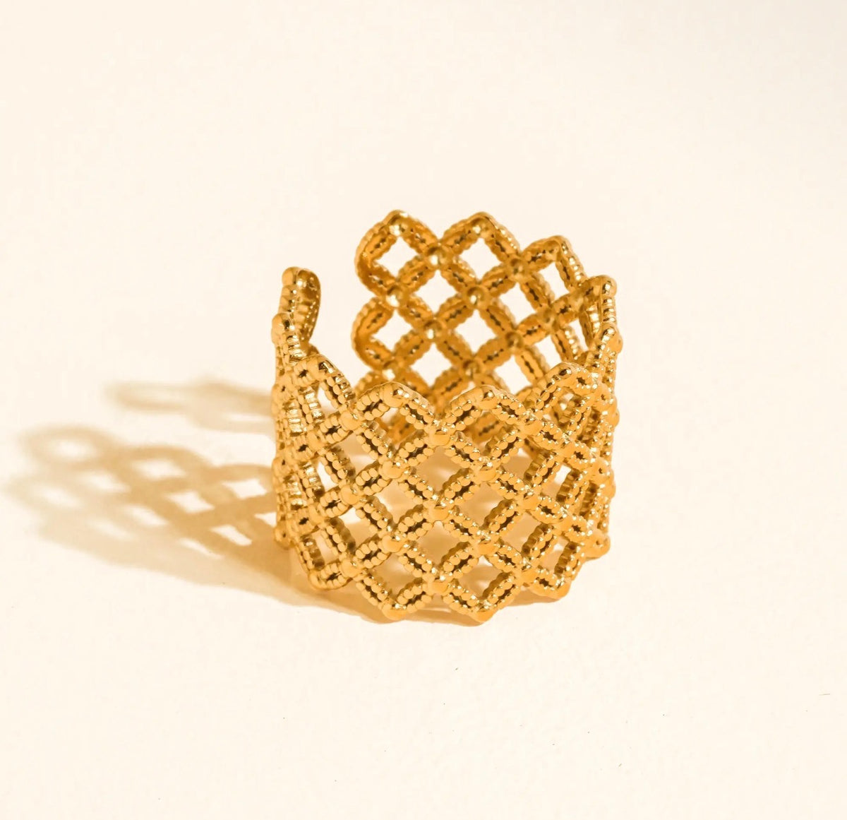 The Ridley 18K Gold Non Tarnish Lattice Ring