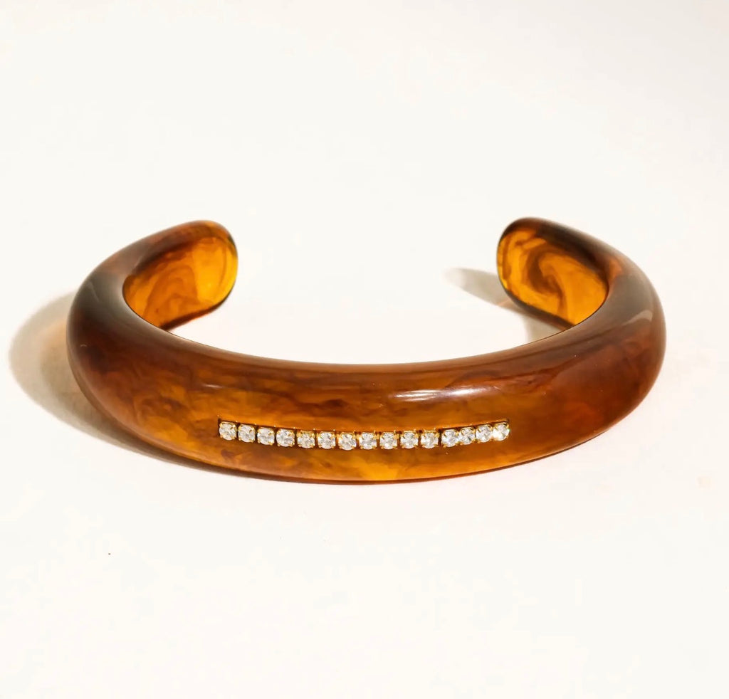 The Bettie Amber Resin Cz Bracelet