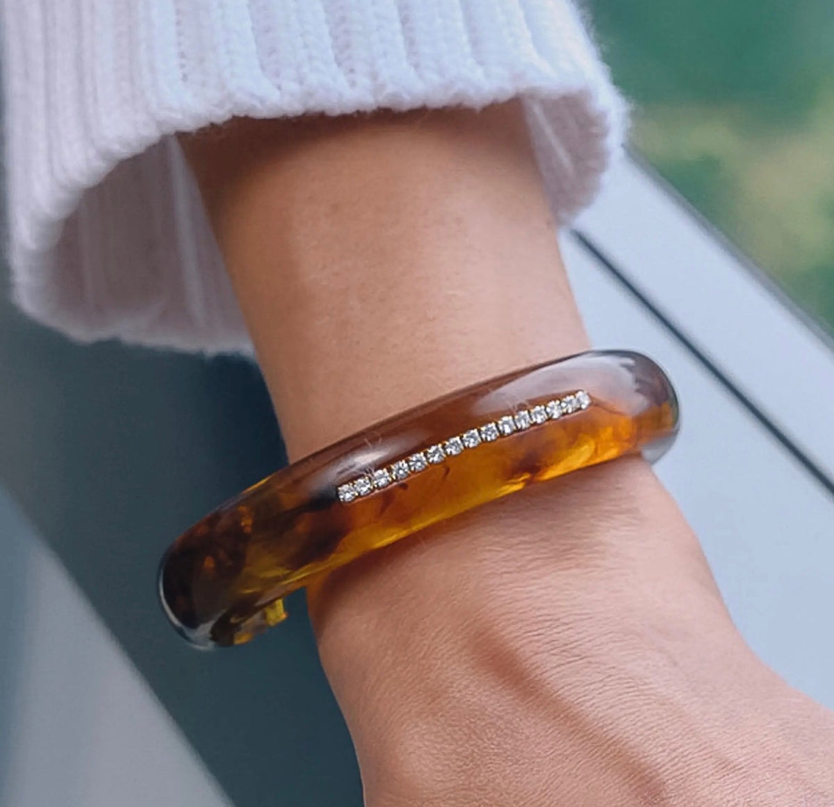 The Bettie Amber Resin Cz Bracelet