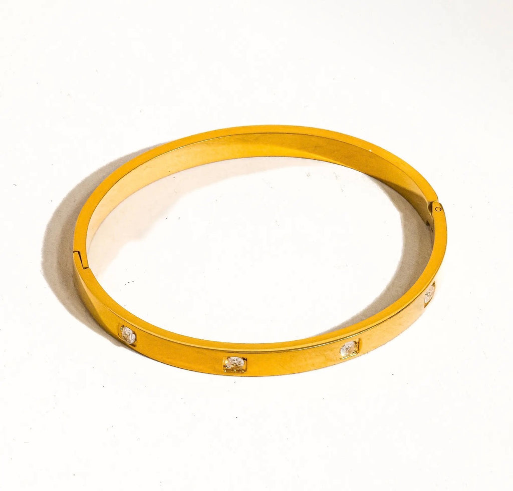 The Brinley 18K Gold Plated Cz Bangle