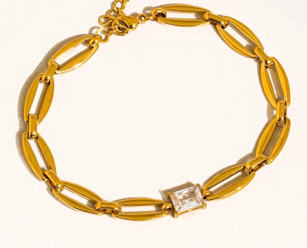 The Belgium 18K Gold Plated Cz Link Bracelet