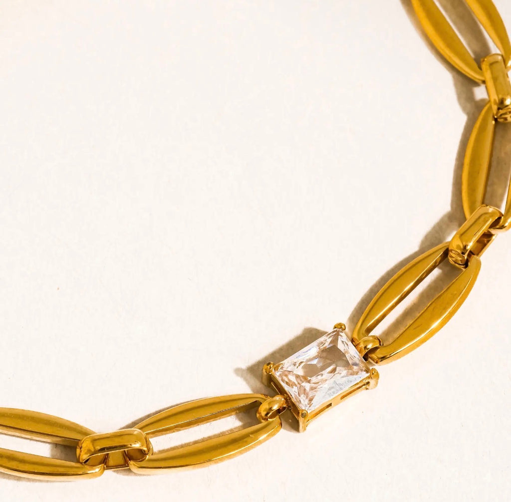The Belgium 18K Gold Plated Cz Link Bracelet