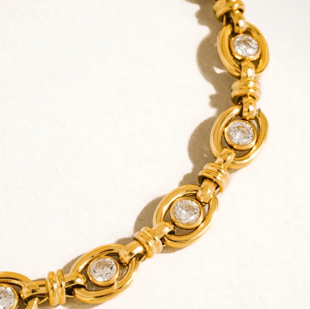 The Blossom 18K Gold Plated Cz Circle Link Bracelet