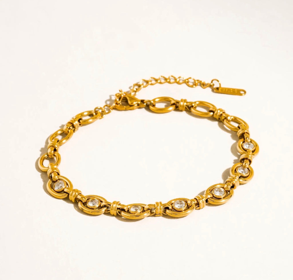 The Blossom 18K Gold Plated Cz Circle Link Bracelet