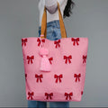 The Poppy Pink and Red Bow Tote