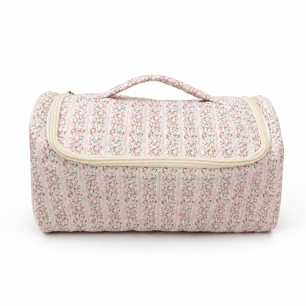 The Charlotte Floral Quilted  Travel Cosmetic Case