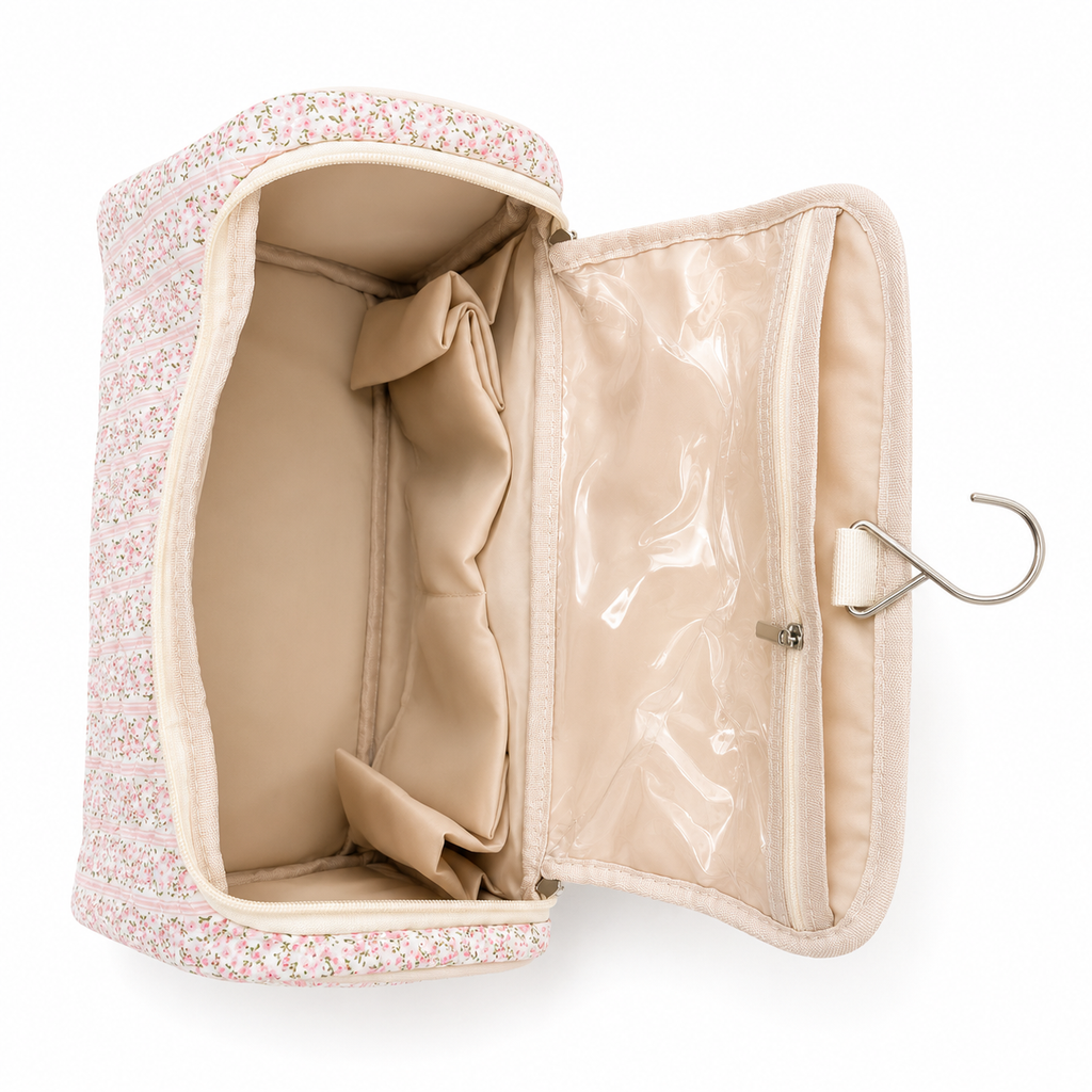 The Charlotte Floral Quilted  Travel Cosmetic Case