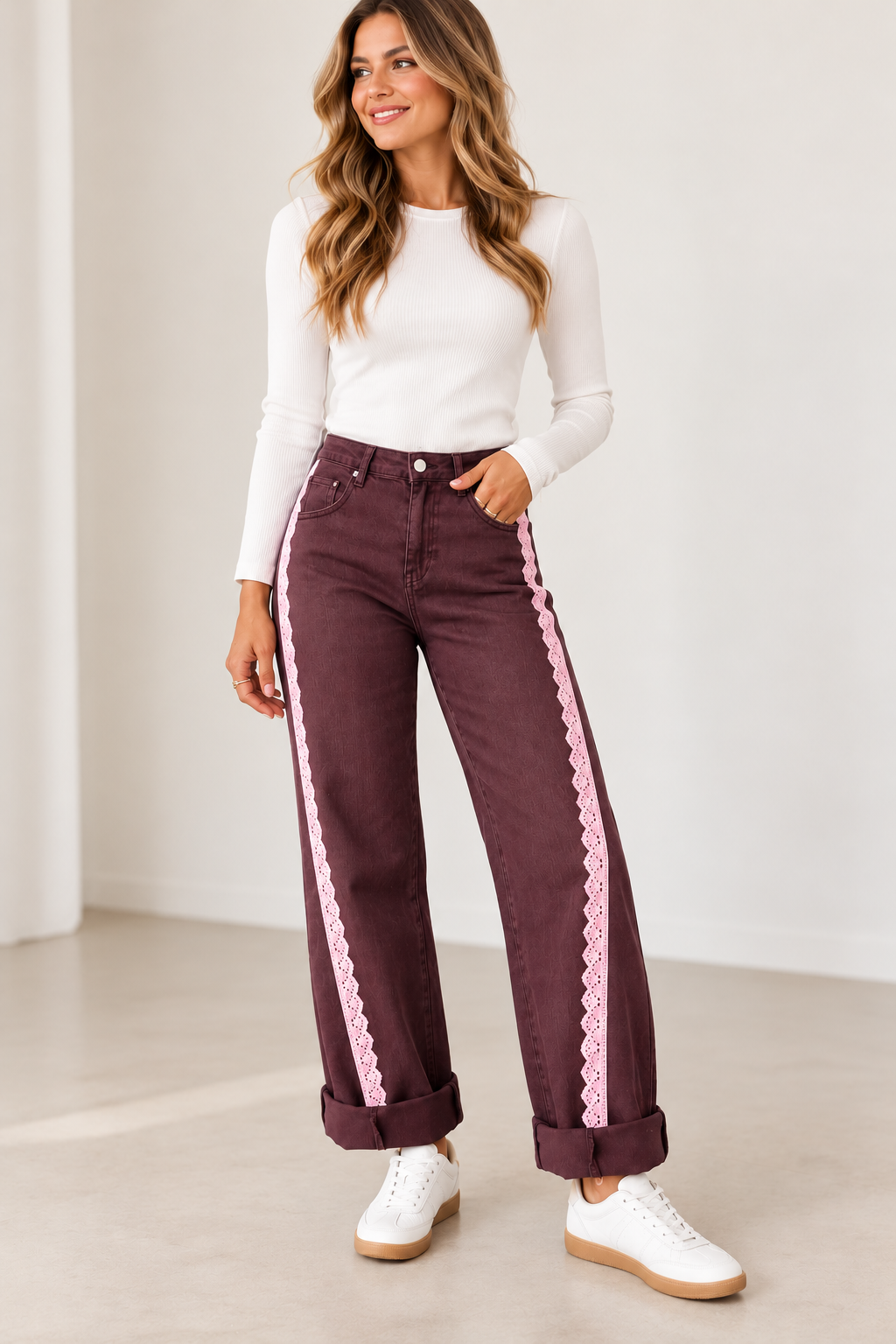 The Marlowe Lace Trim Jeans