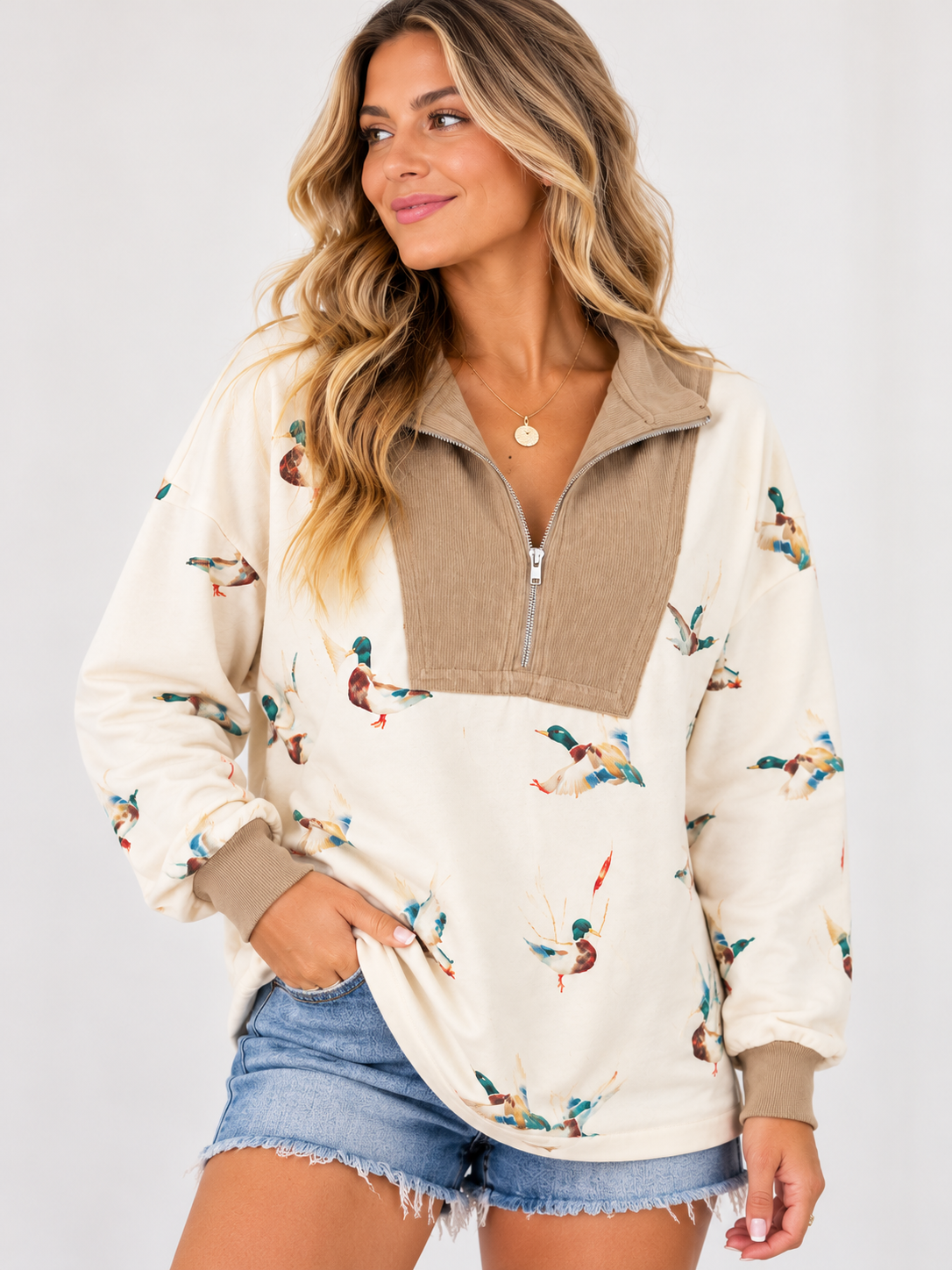 The Mallory Mae Duck Print Pullover