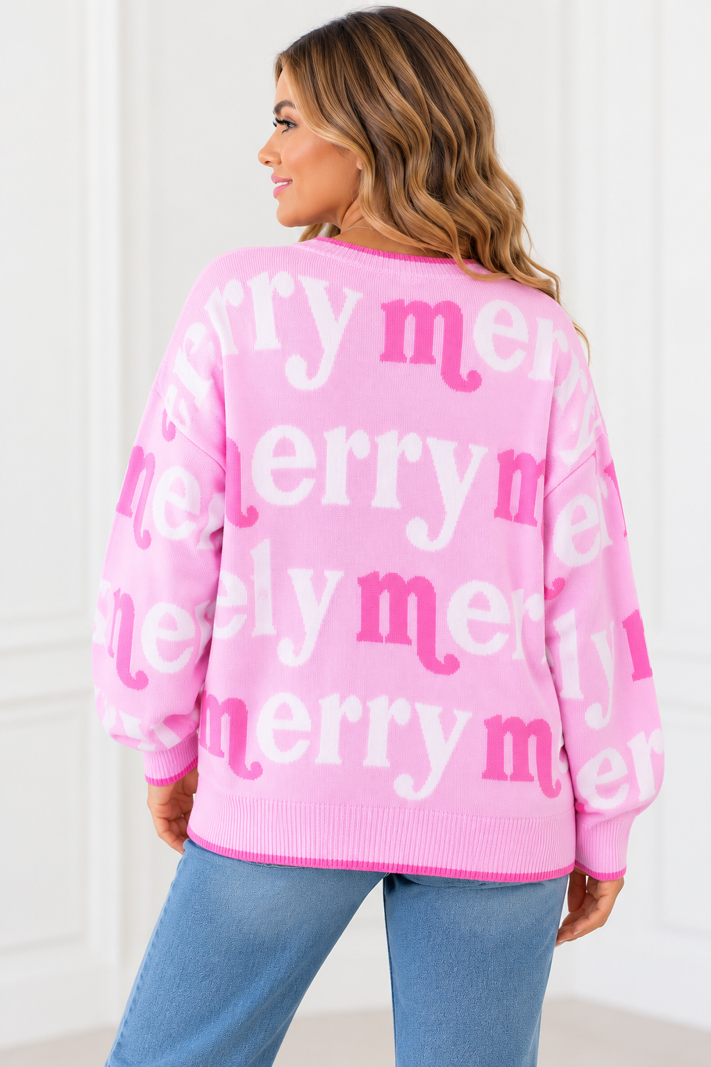 The Merry & Bright Pink Sweater