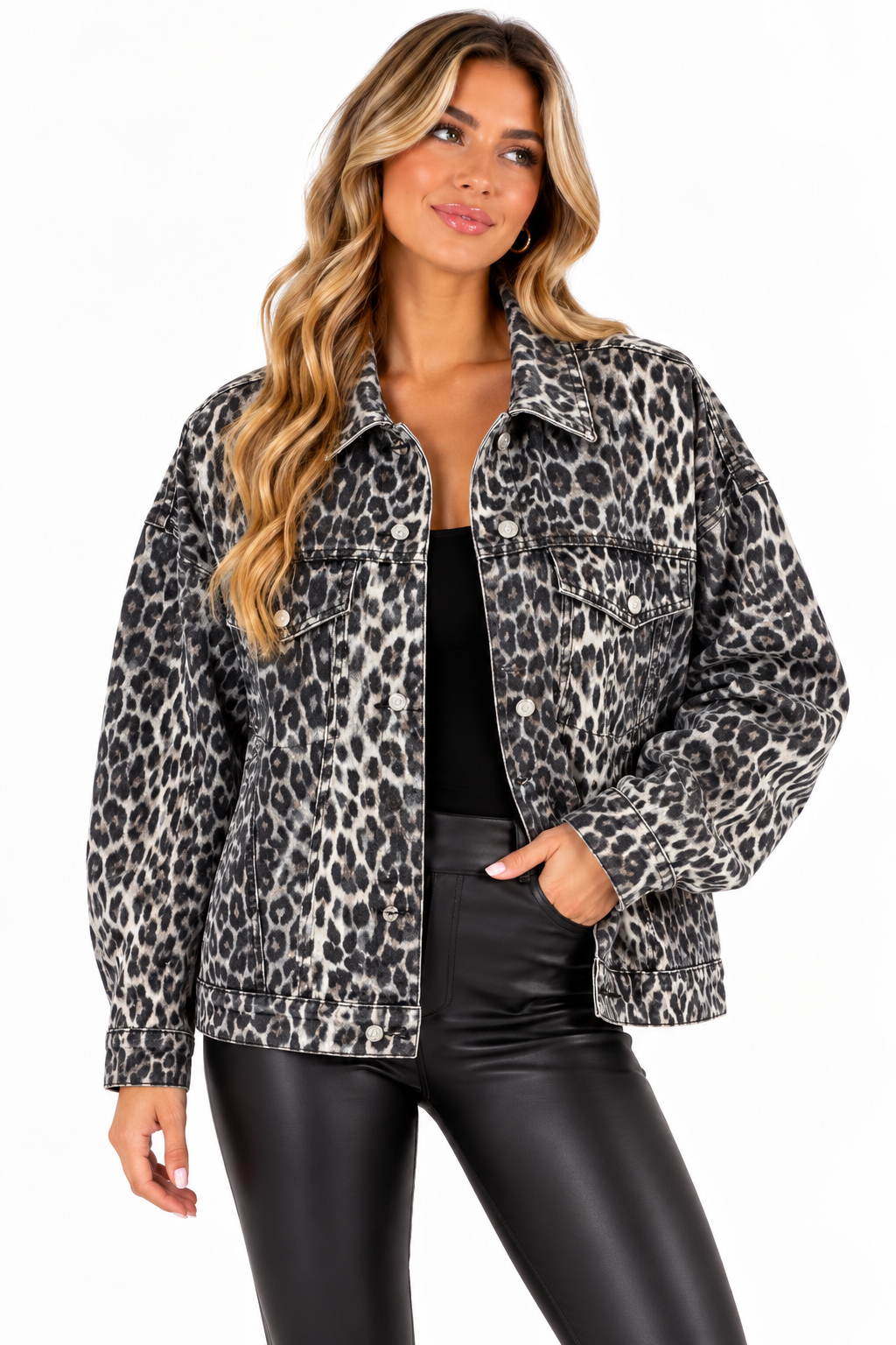 The Sloane Leopard Denim Jacket