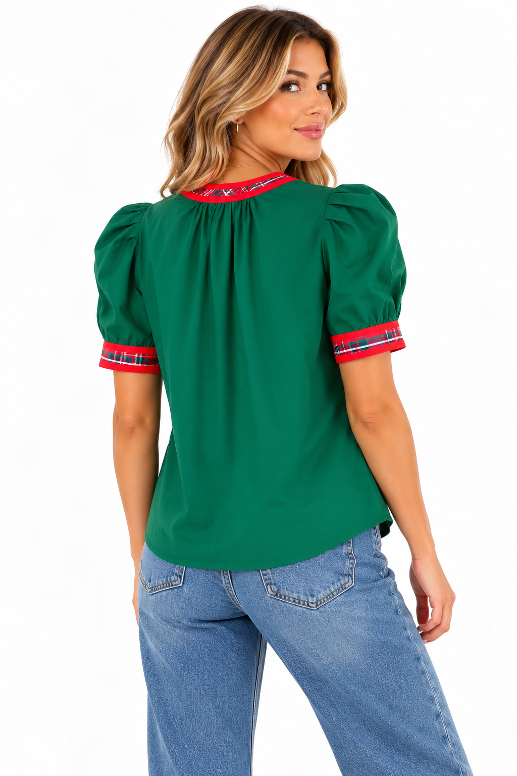 The Merry Evergreen Plaid Blouse
