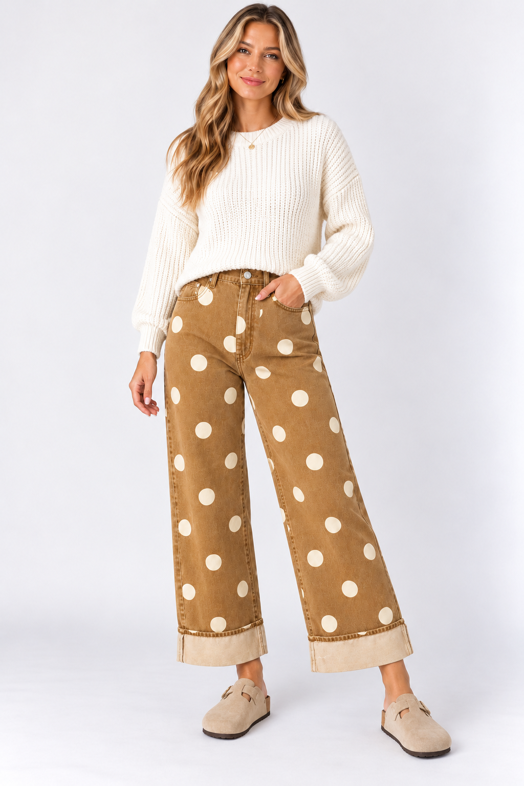 The Haisley Polka Dot Wide Leg Jeans
