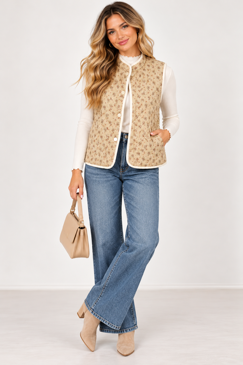 The Sloane Floral Quilted Vest