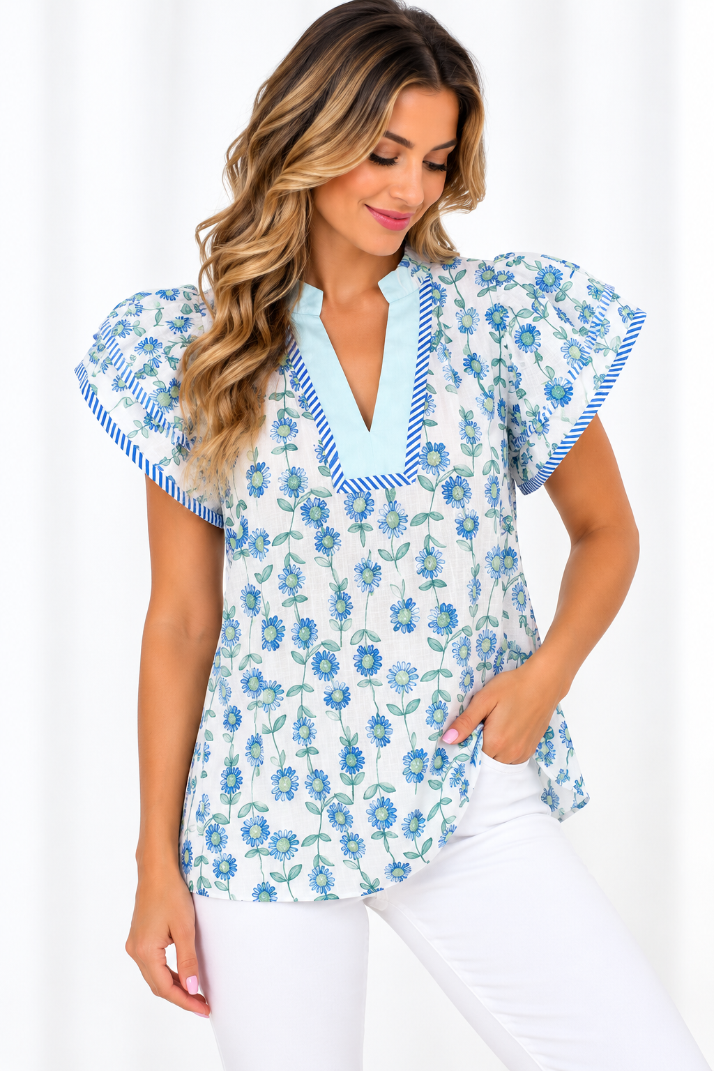 The Ada James Floral Ruffled Blouse