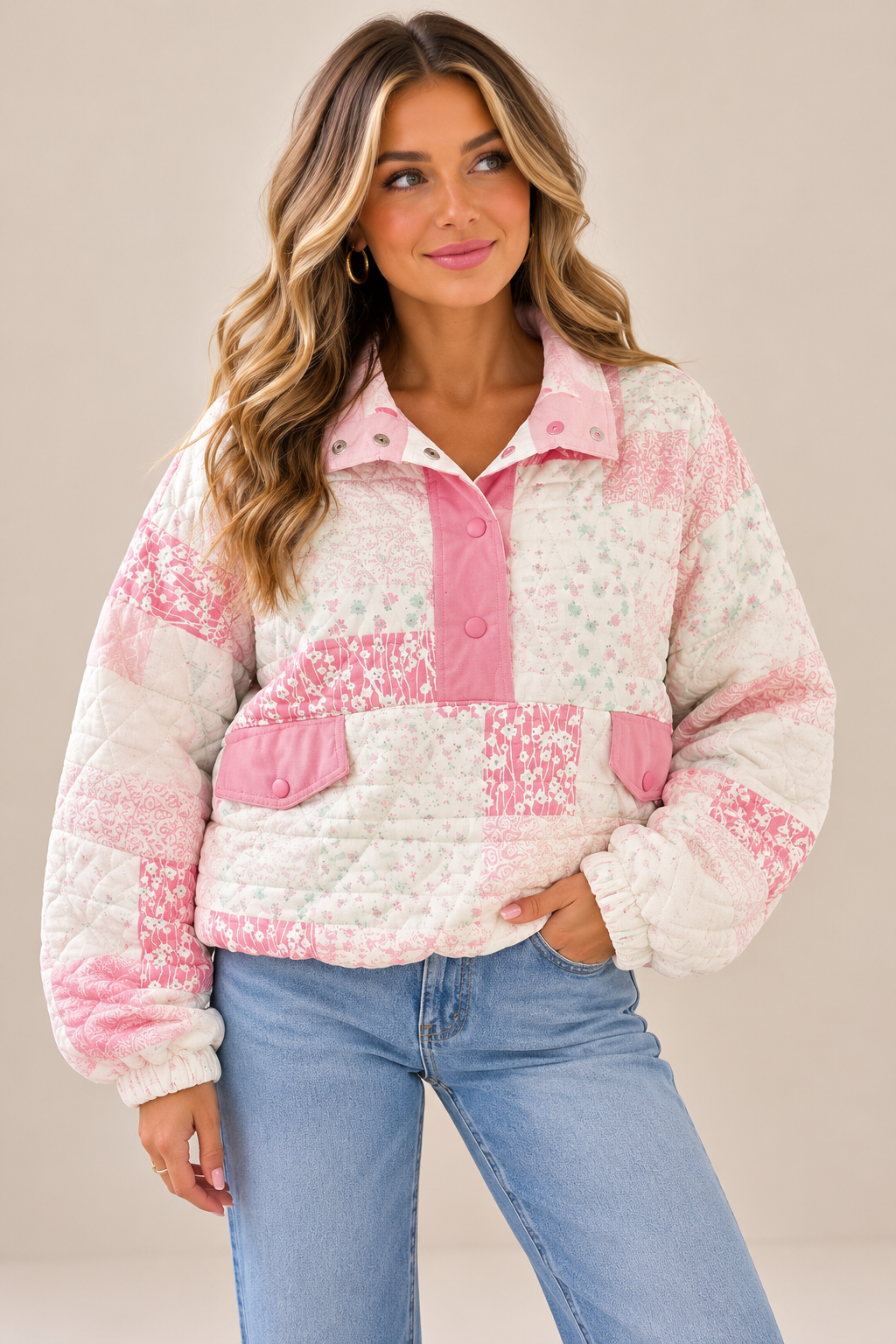 The Poppy Mae Quilted Pullover Sweatshirt