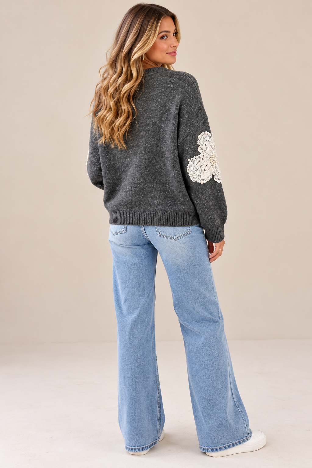 The Marlowe Beaded Floral Sweater