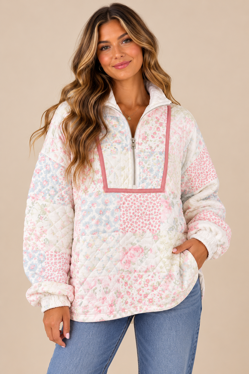 The Gracelyn Rose Floral Quilted Sweatshirt