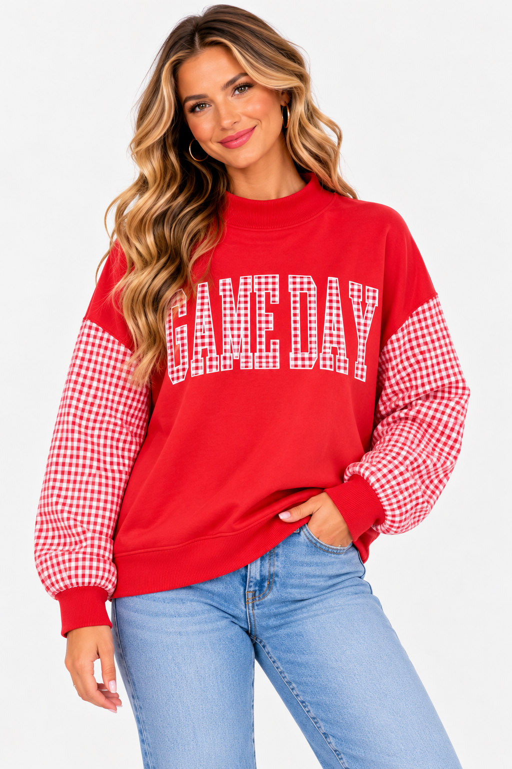 The Gracelyn Gingham Game Day Plaid Sweatshirt
