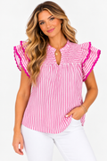The Pippa Pink Ruffle Blouse