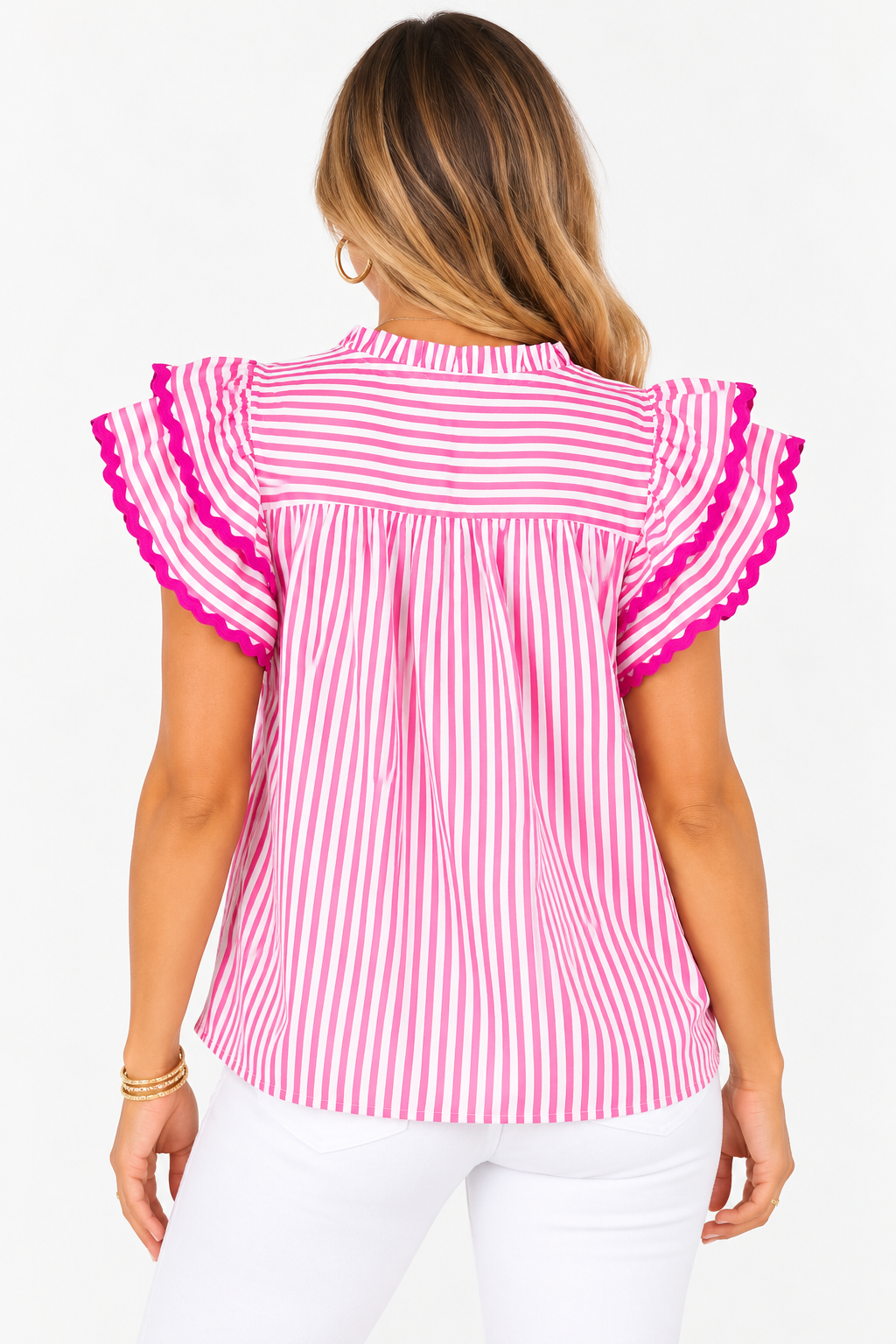 The Pippa Pink Ruffle Blouse