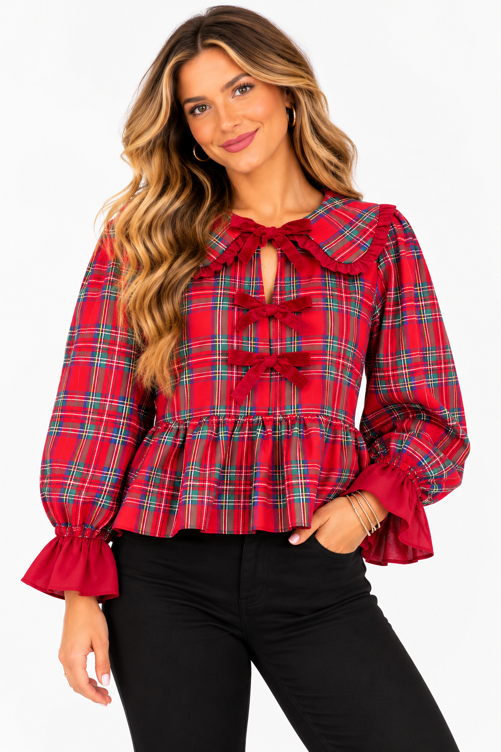 The Tartan & Tinsel Christmas Blouse