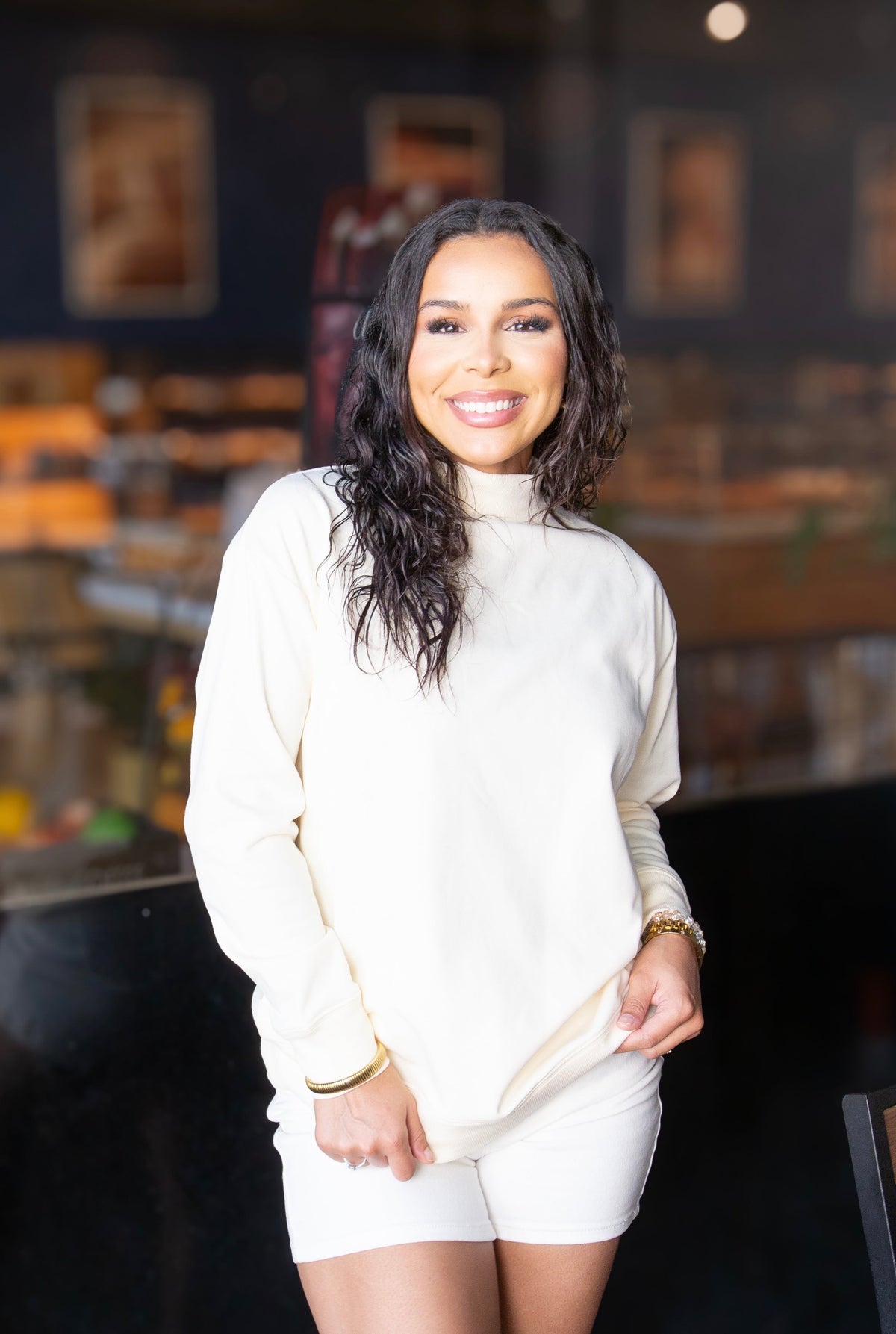 The Everly Ivory Mock Neck Sweatshirt
