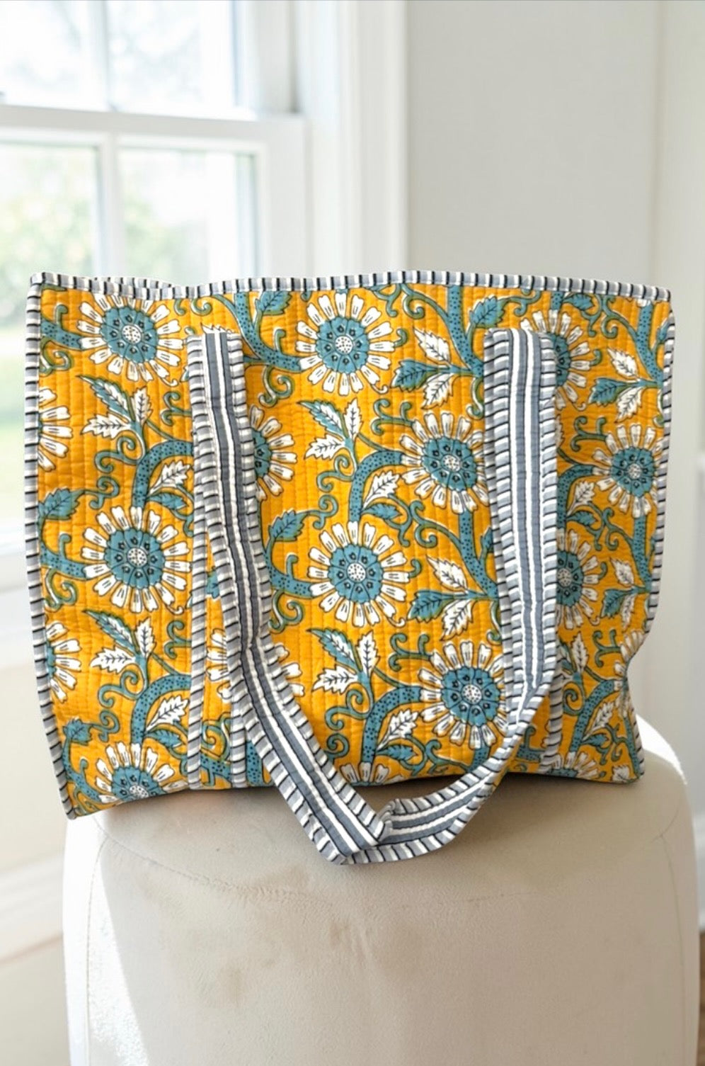 The Rourke Yellow Floral Patterned Tote Bag