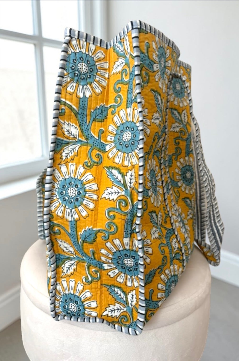 The Rourke Yellow Floral Patterned Tote Bag