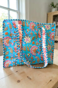 The Beck Bright Blue Floral Tote Bag