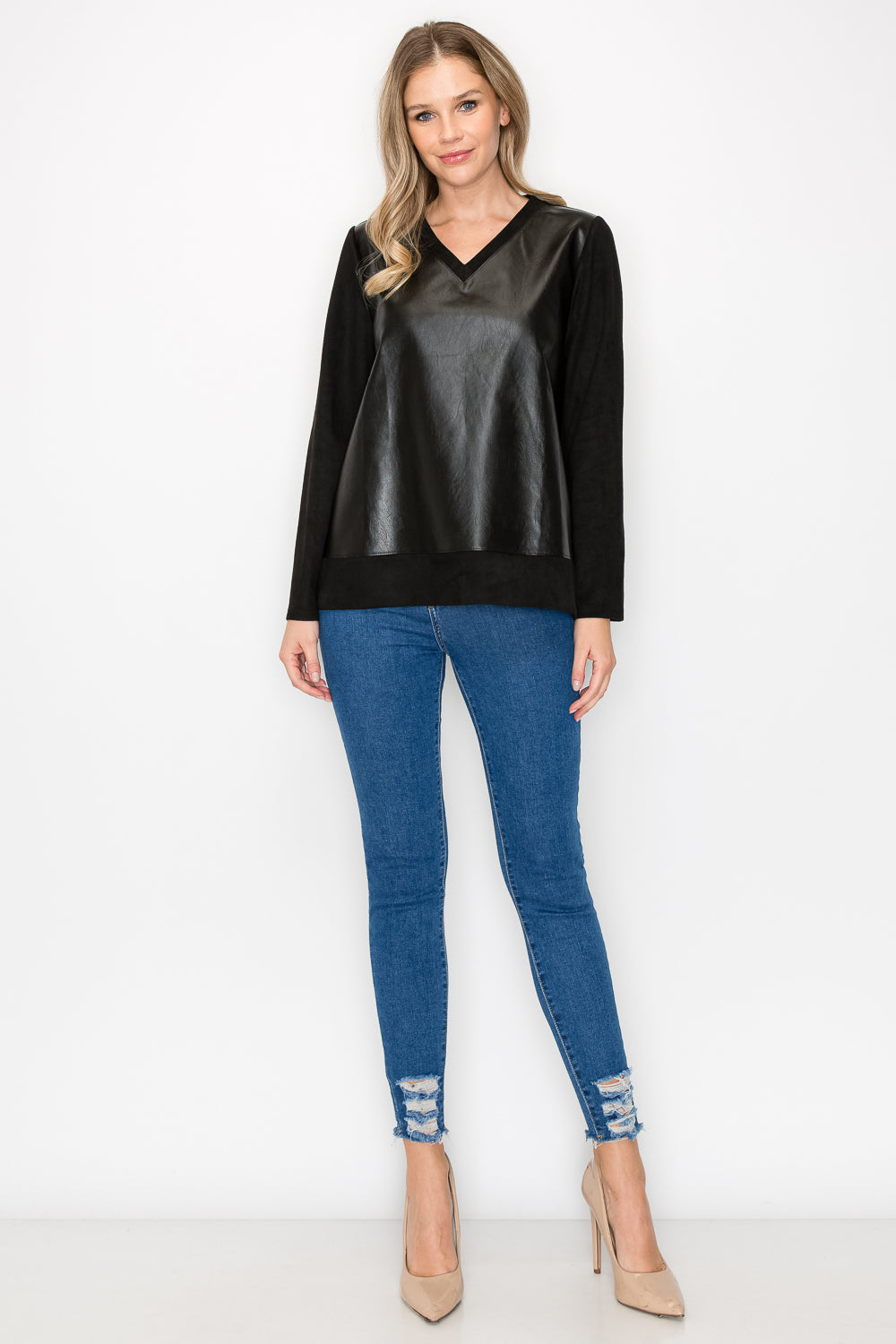 The Rockwell  Suede Top with Leather