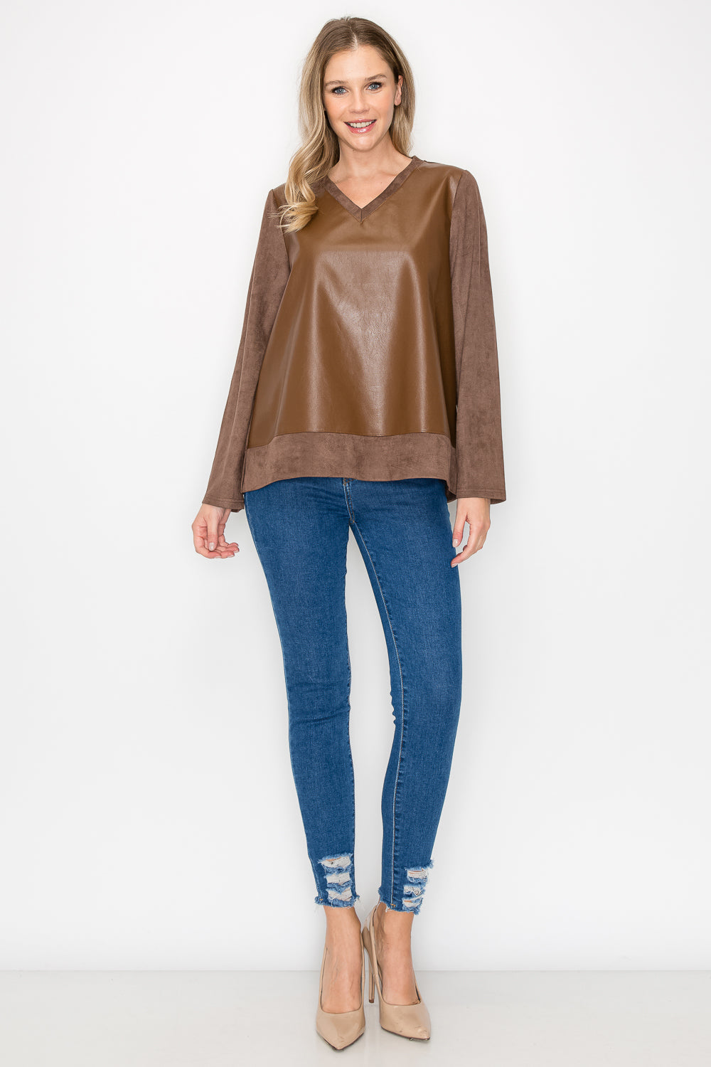 The Rockwell  Suede Top with Leather