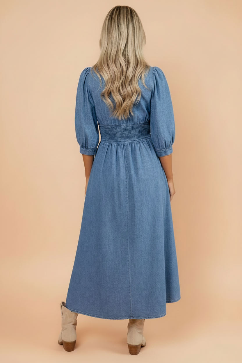 The Delilah Denim Midi Dress