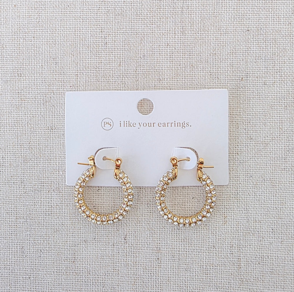 The Lizzie Pave Hoops - WATERPROOF