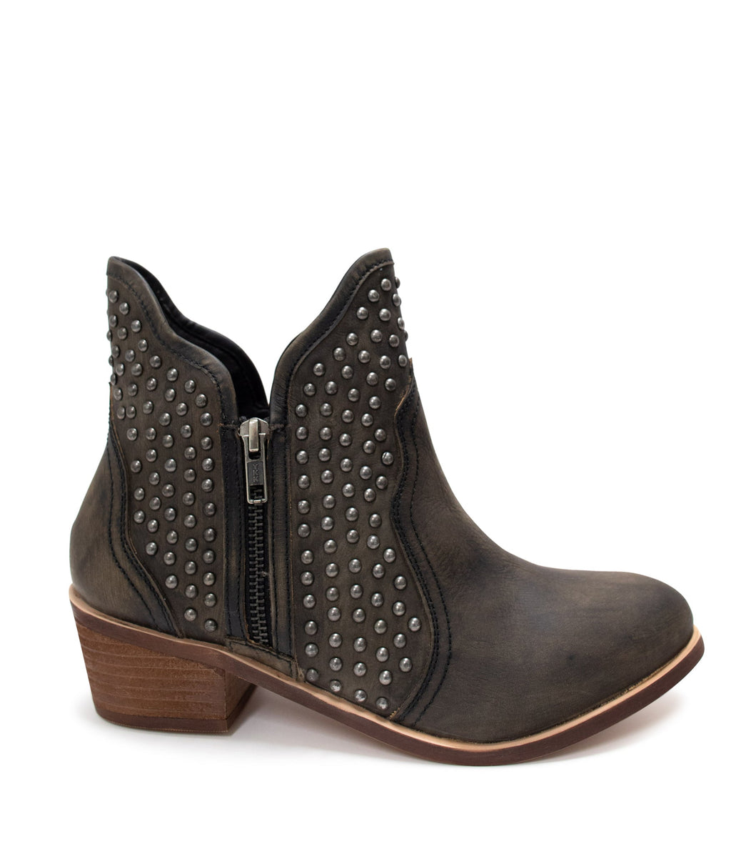 Nailed It Studded Leather Ankle Boot in Black