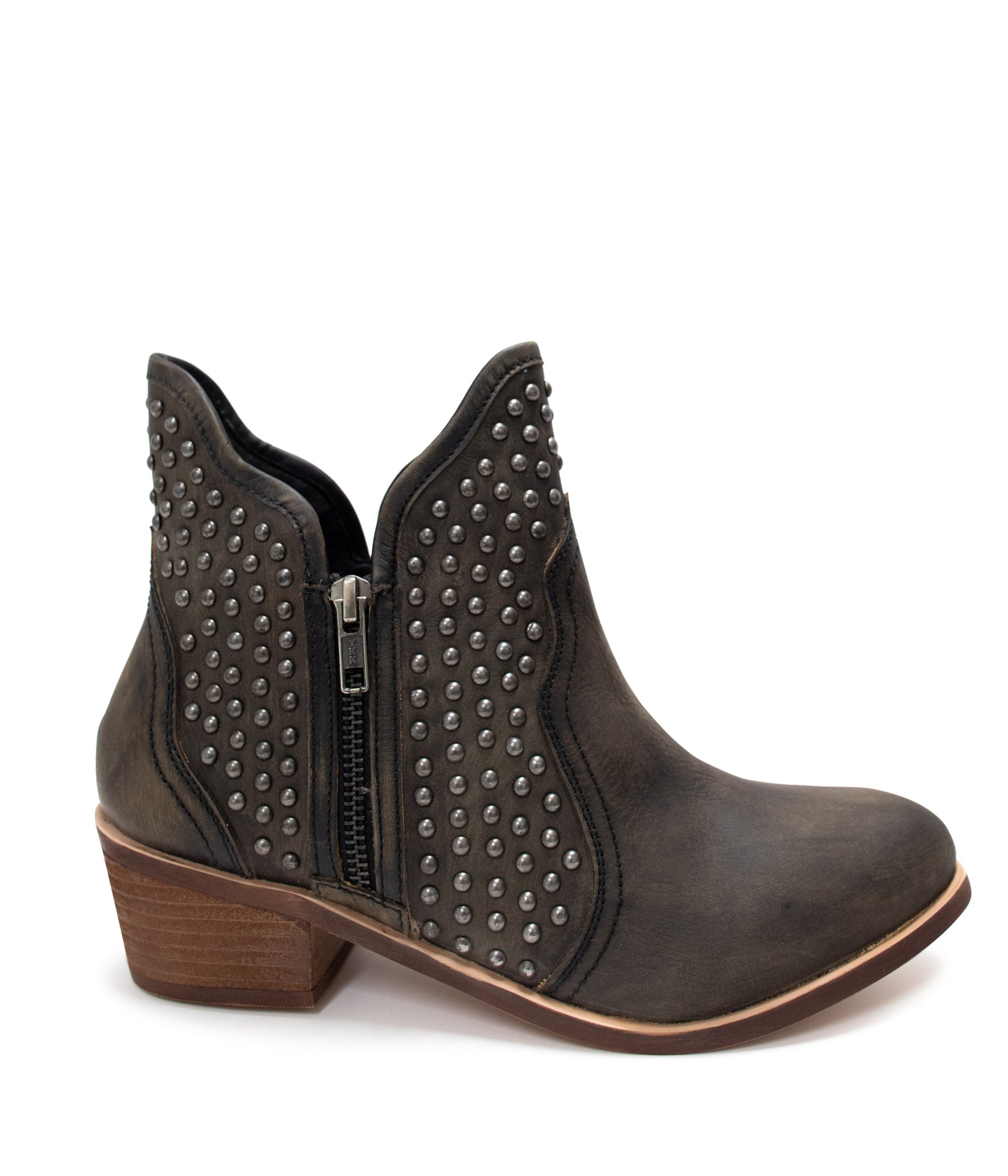 Nailed It Studded Leather Ankle Boot in Black