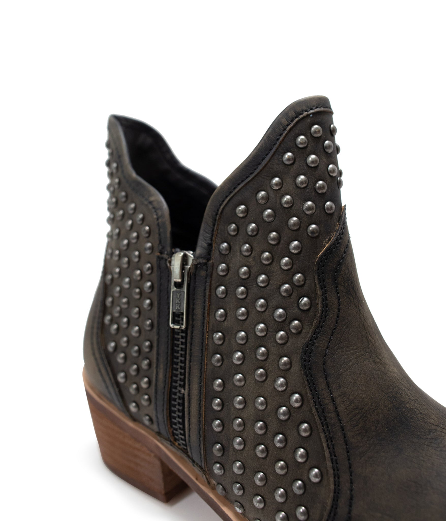 Nailed It Studded Leather Ankle Boot in Black
