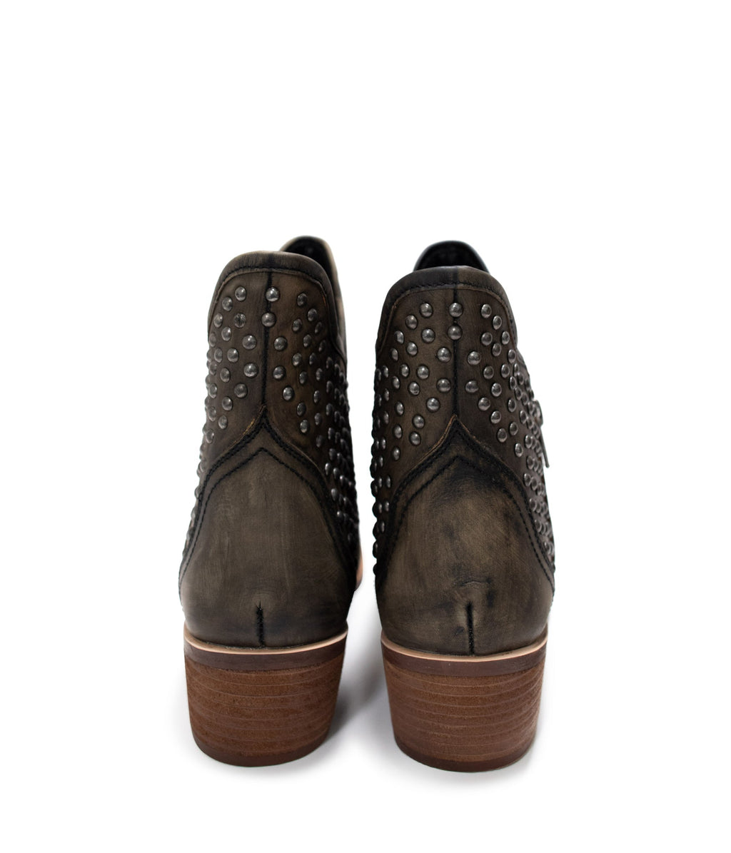 Nailed It Studded Leather Ankle Boot in Black