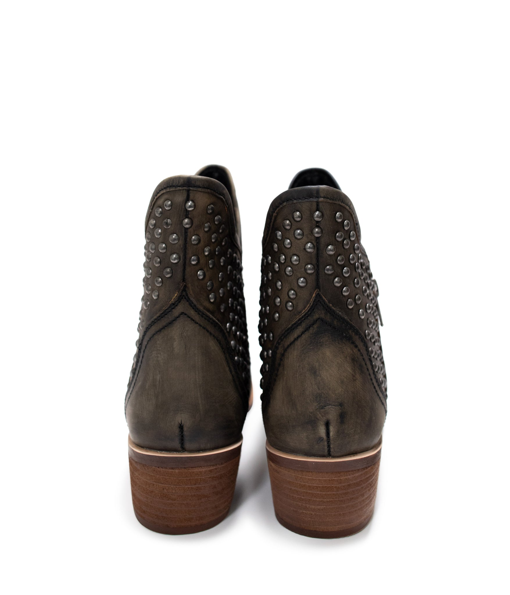 Nailed It Studded Leather Ankle Boot in Black
