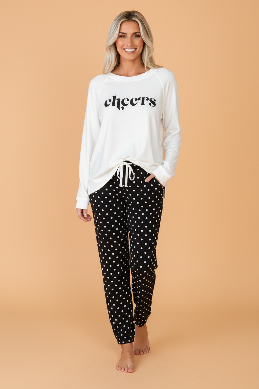 The Midnight Cheers Polka Dot Pajama Set