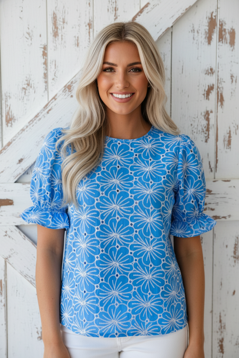 The Ava Embroidered Eyelet Blouse