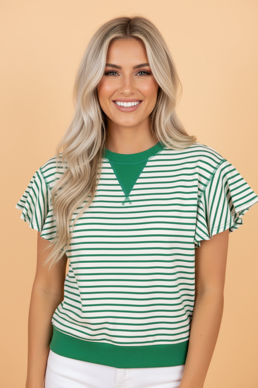 The Fiona Stripe Ruffle Top