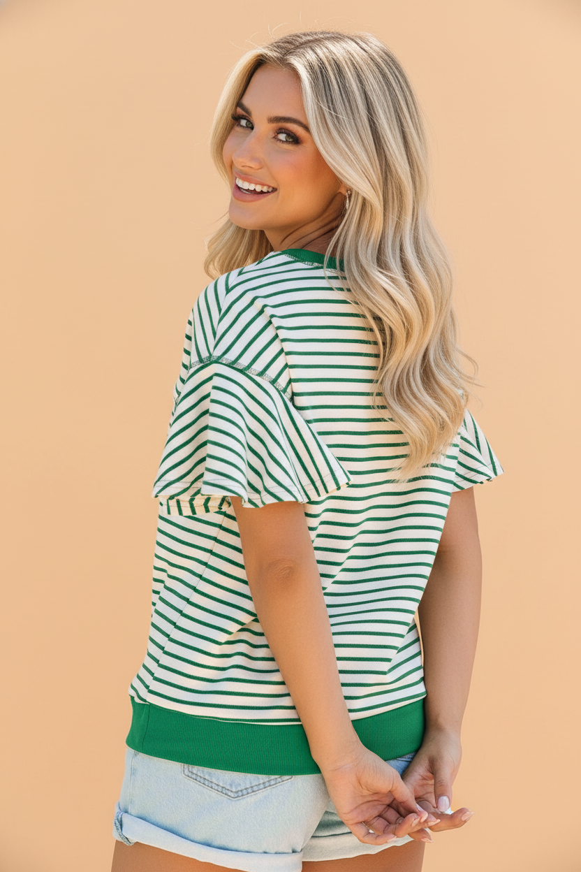 The Fiona Stripe Ruffle Top
