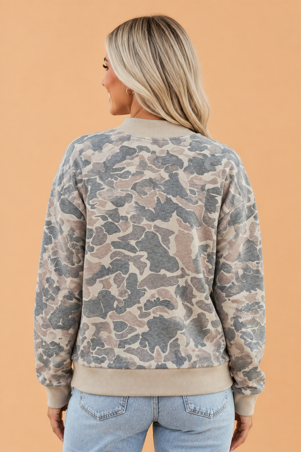 The Willow Camo Mock Neck Top