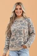 The Willow Camo Mock Neck Top