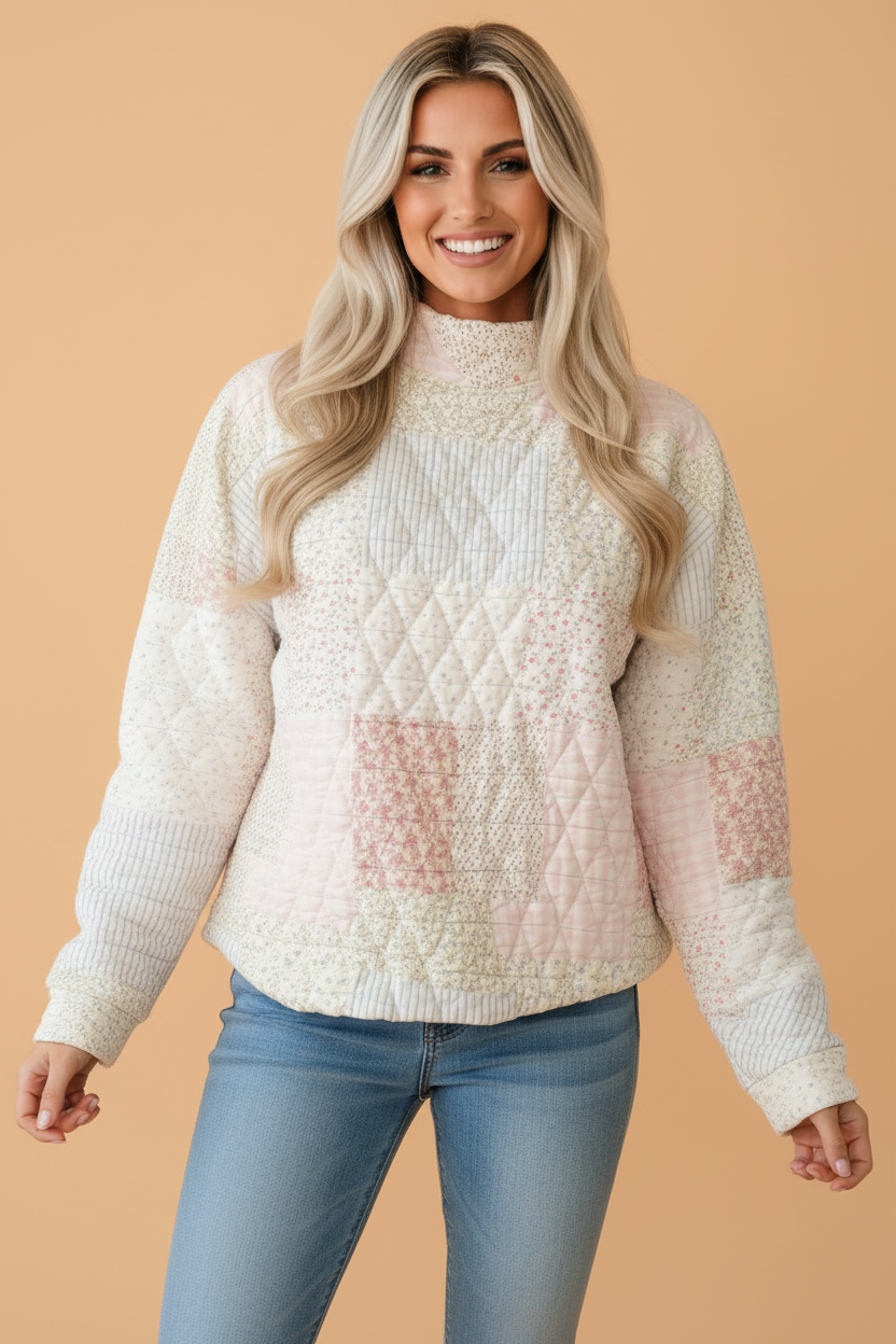 The Everlee Floral Quilted Pullover