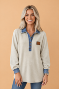 The Teagan Denim Collared Top