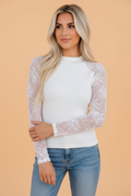 The Delaney Lace Sleeve Knit Top