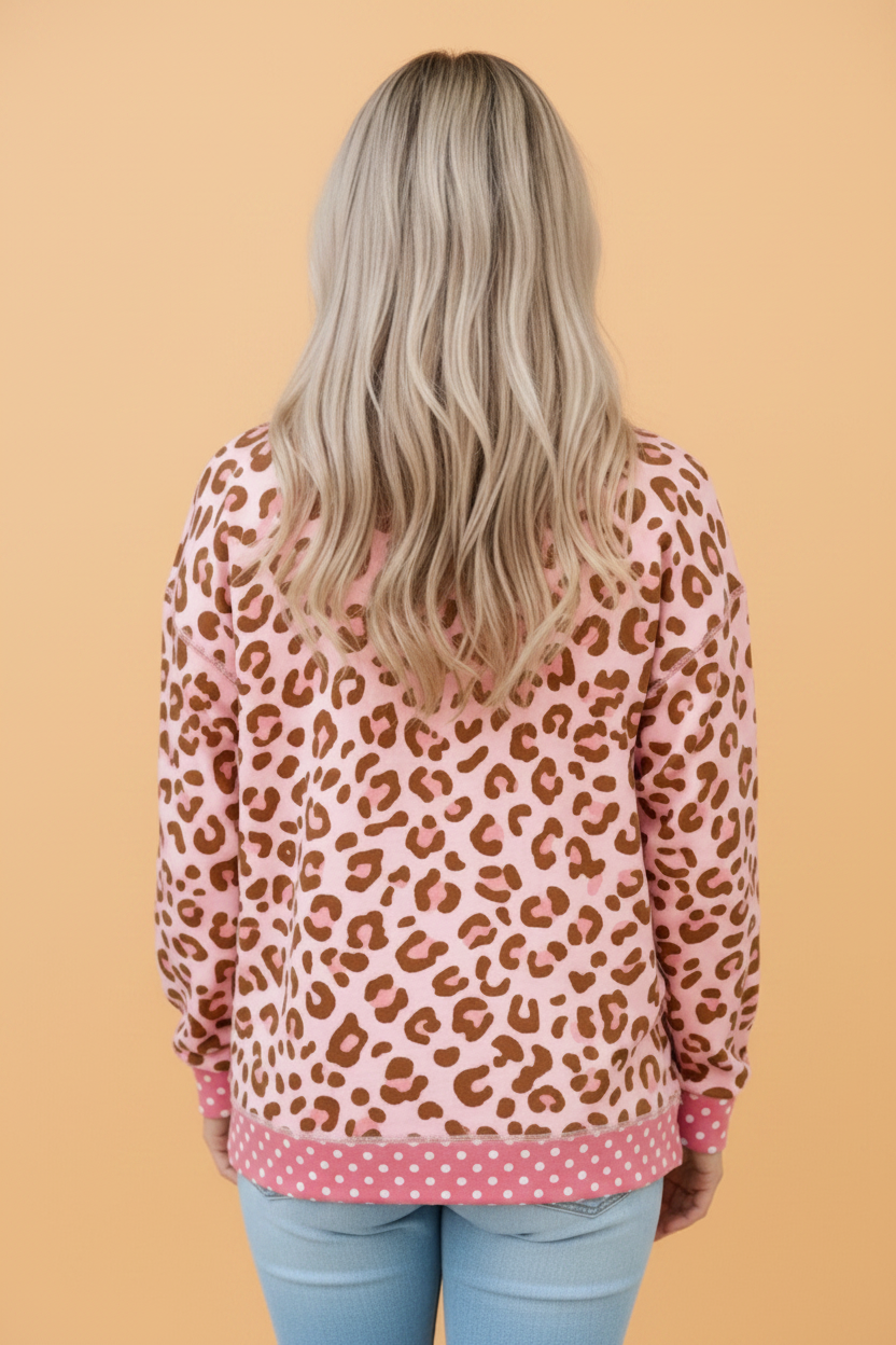The Everly Leopard Polka Dot Top